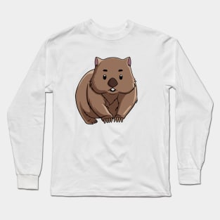 Cute Wombat Australian Animal Drawing Long Sleeve T-Shirt